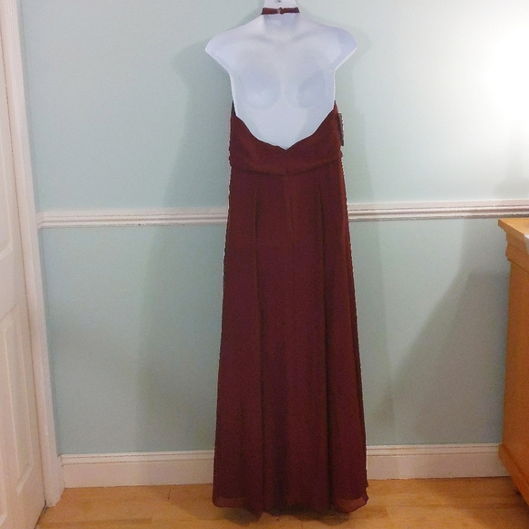 Jenny Yoo Elliyah Maroon Burgundy Halter Dress - Picture 9 of 14